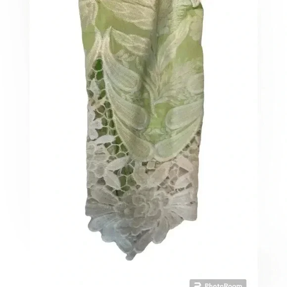 3/$20. Indian tunic green with floral lace applicay detail side slip hand made - Picture 10 of 10